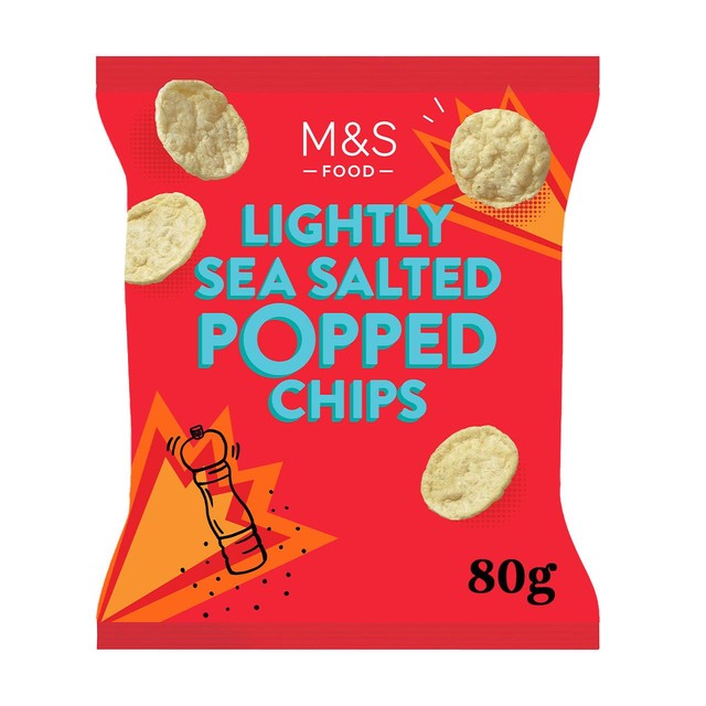 M&S lightly sea salted popped potato chips 80g, imported from the UK