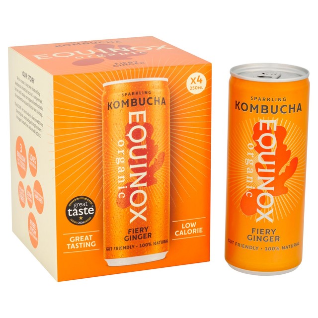 Equinox organic fiery ginger kombucha multi-pack, UK version