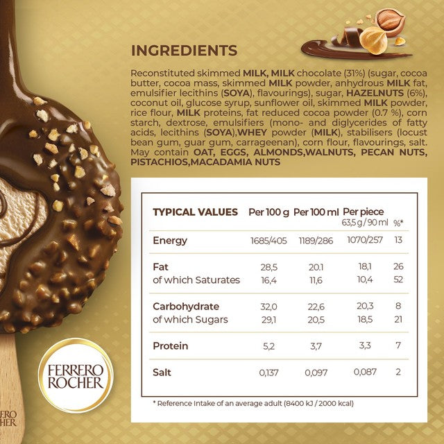 Ferrero Rocher hasselnøttispinner 3 x 70 ml - britisk produkt