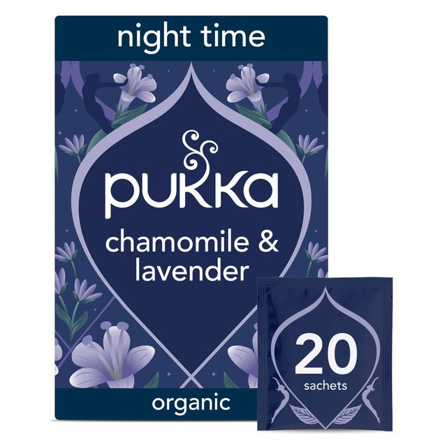 Pukka Herbal Tea Night Time Chamomile 20 Bags, imported from the UK