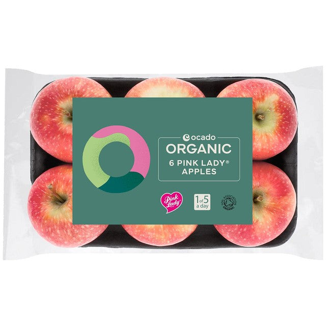 Ocado Organic Pink Lady Apples 6-pack, imported from the UK