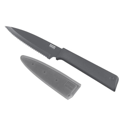 M&S Kuhn Rikon COLORI+ Serrated Paring Knife Grey Kitchen Knife- Buy online at McGrocer