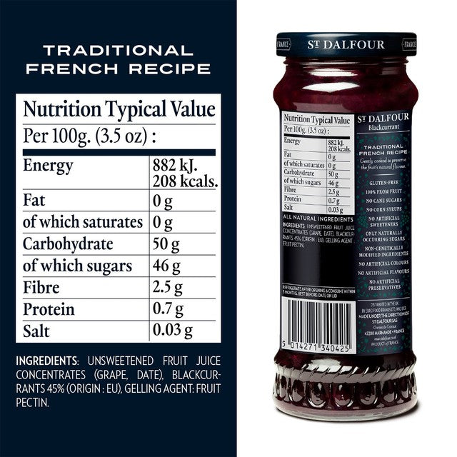 St Dalfour blackcurrant fruit spread 284g (British brand)