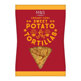 M&S cool sweet potato tortilla chips 150g, imported from the UK