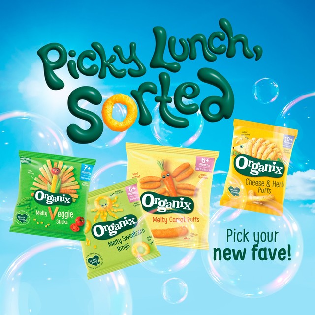 Organix Tomato Baby Puffs Multipack 60g, imported from the UK