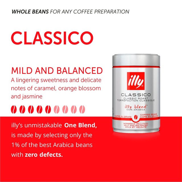 Illy Classico Roast Coffee Beans 250g, UK version