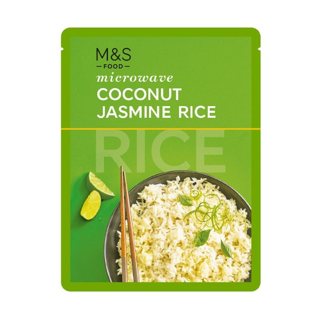 M&S Coconut Jasmine Microwave Rice 250g, imported from the UK
