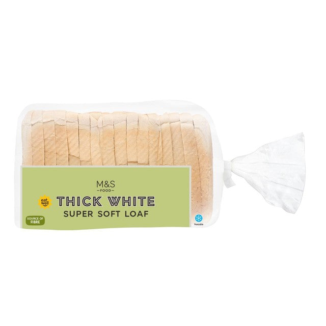 M&S white thick sliced bread 800g, imported from the UK
