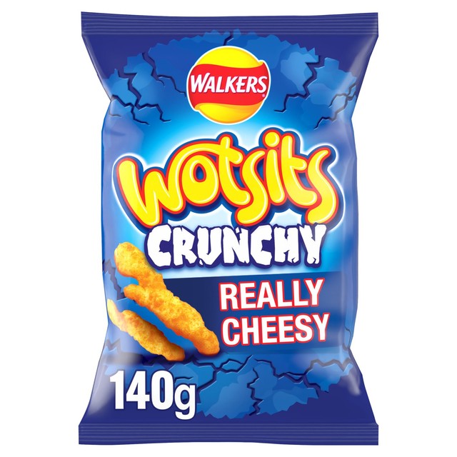 Wotsits Crunchy Really Cheesy corn snacks 140g (British brand)