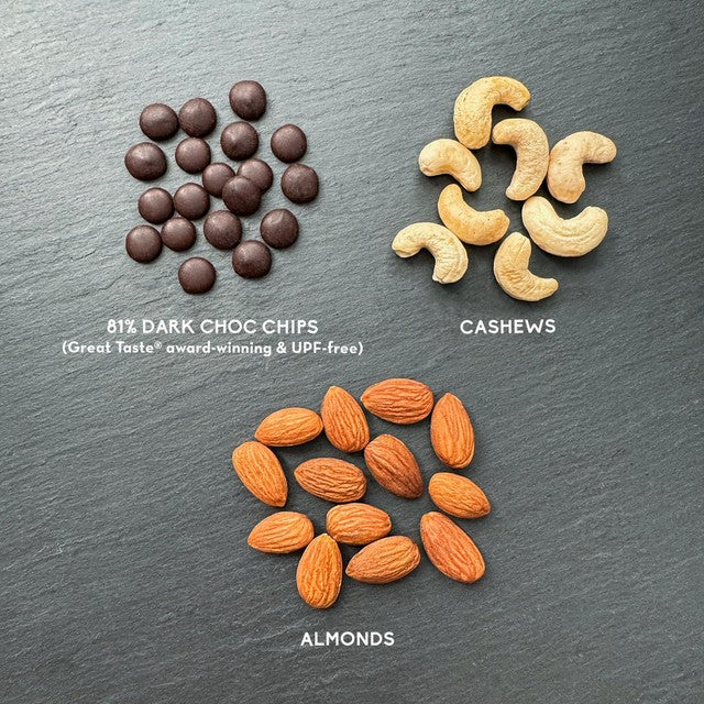 Nibble Simply Nutty Choc Fix trail mix 32g, imported from the UK