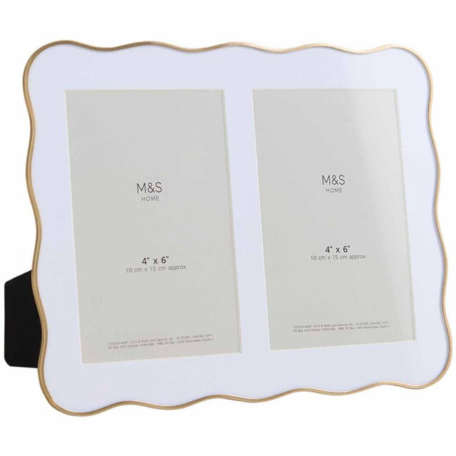 M&S Wiggle double photo frame 4x6 gold (British brand)