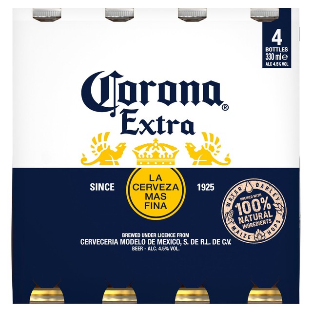 Corona Extra Mexican lager beer 4 x 330ml bottles - British product