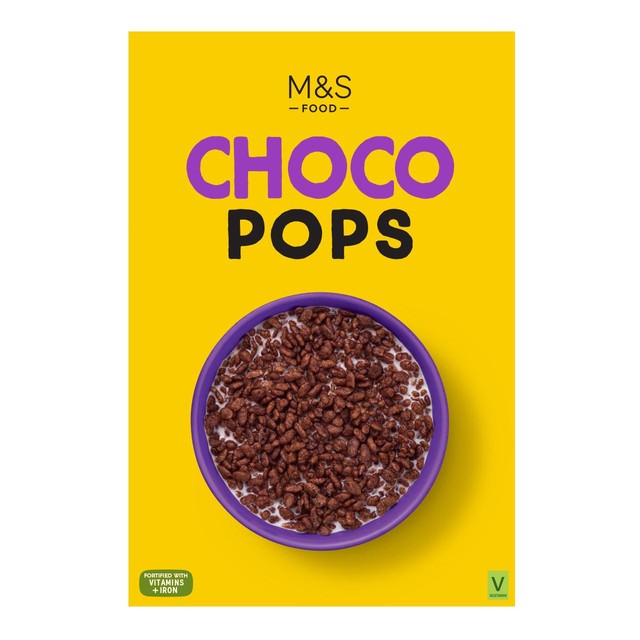 M&S Choco Pops chocolate rice cereal 375g, imported from the UK