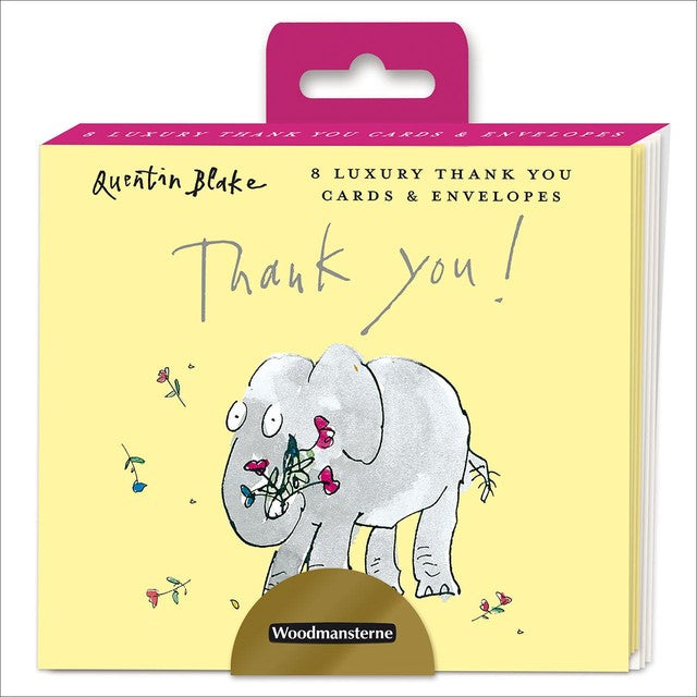 Woodmansterne Quentin Blake elephant thank you cards 8-pack, imported from the UK