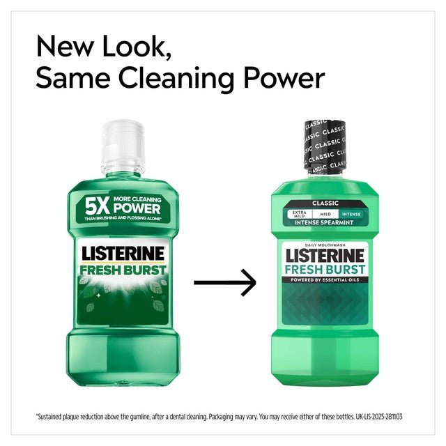 Listerine fresh burst intense spearmint mouthwash 500ml, UK version