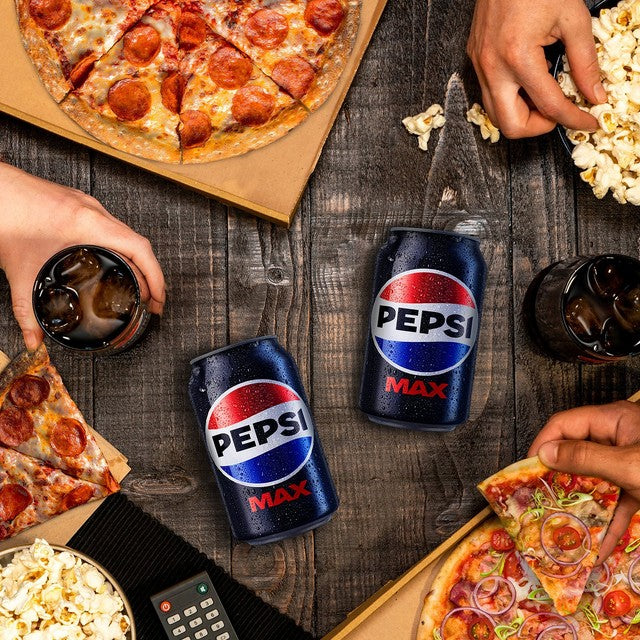 Pepsi Max sugar-free cola 12 x 330ml cans, imported from the UK