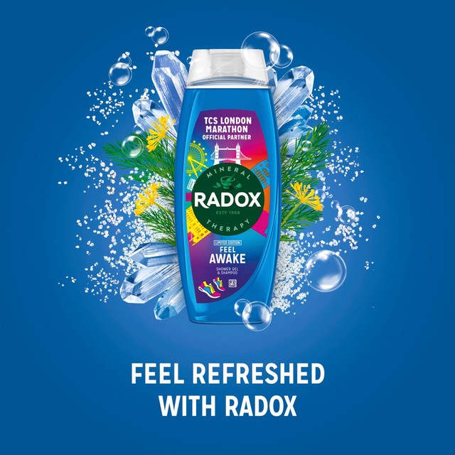 Radox Feel Awake shower gel and shampoo 450ml, imported from the UK