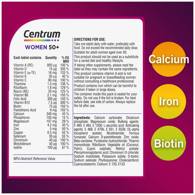 Centrum Women 50+ multivitamin tablets 30 tablets - British product