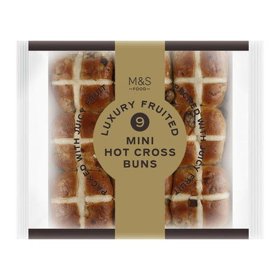 M&S Mini Luxus Früchte-Hot-Cross-Buns 9 Stück
