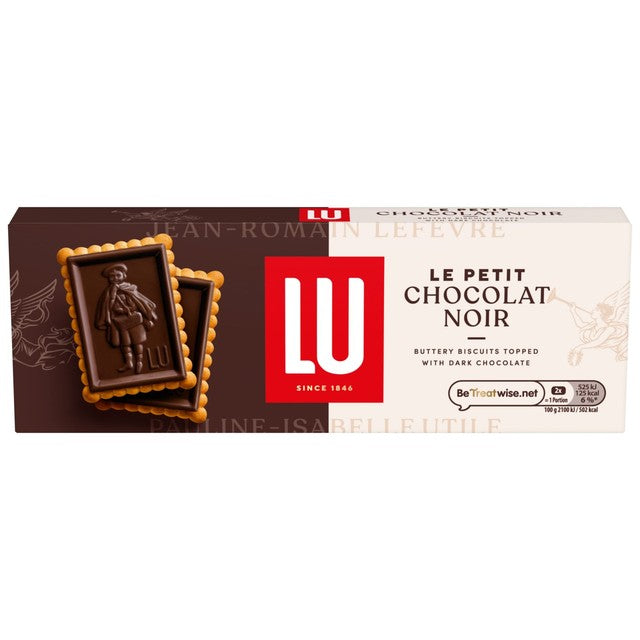 LU Petit Ecolier dark chocolate biscuits, imported from the UK