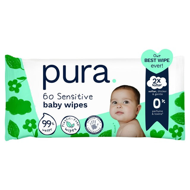 Pura plastic free baby wipes, imported from the UK