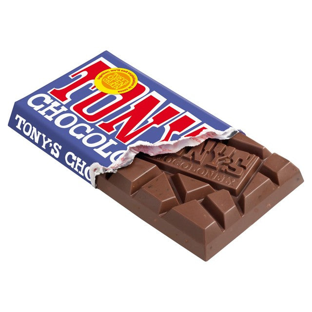 Tony's Chocolonely dark milk chocolate pretzel toffee bar 180g (British brand)