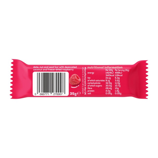 Good Fibrations raspberry and coconut snack bars 12 x 35g (British brand)