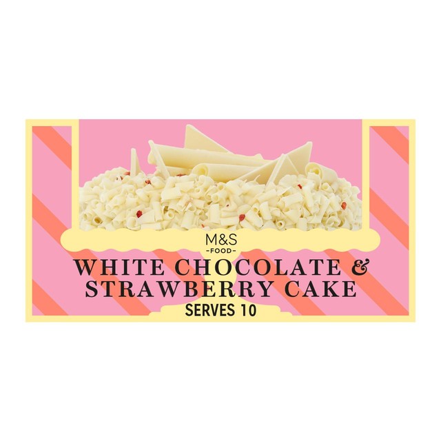 M&S White Chocolate & Strawberry Cake 880g, imported from the UK