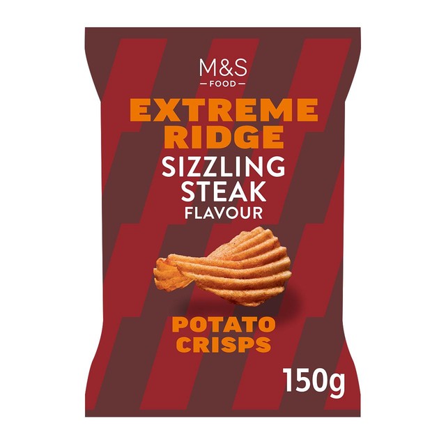 M&S sizzling steak extreme ridge cut crisps, UK version