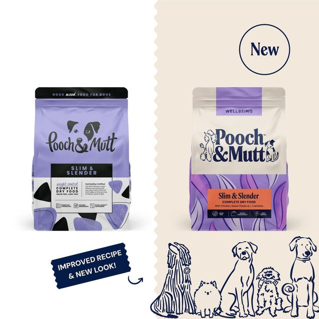 Pooch & Mutt Slim & Slender dry dog food 2kg, imported from the UK