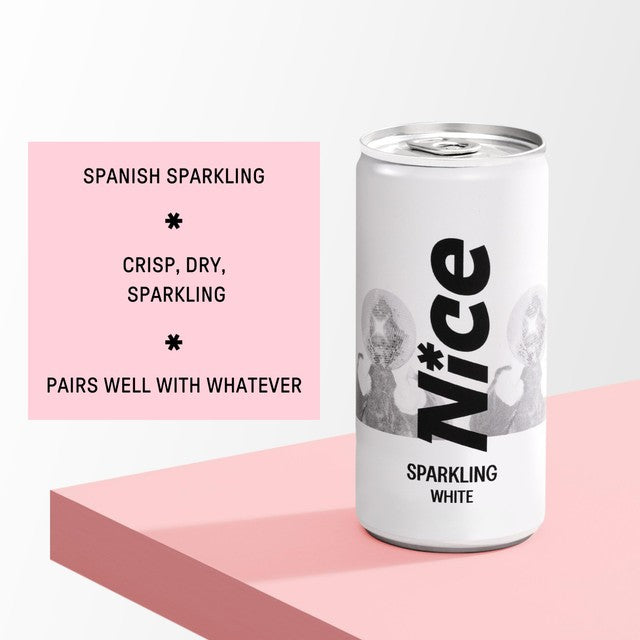 NICE Sparkling White Canned Wine 200ml, imported from the UK