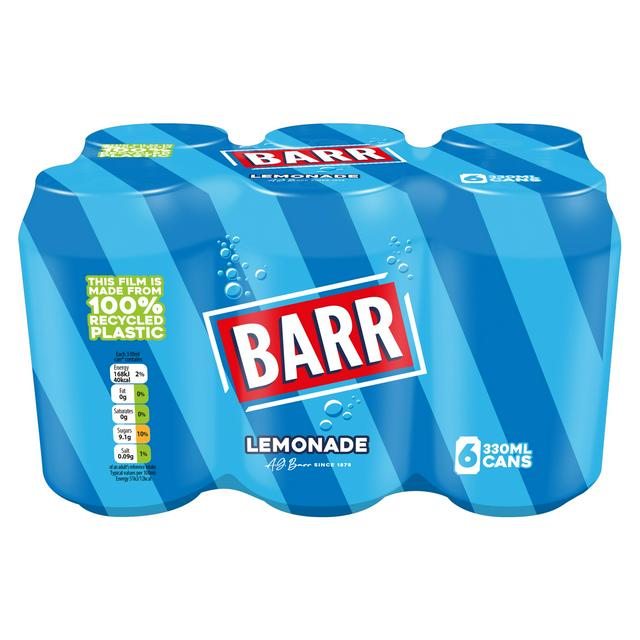 Barr Lemonade Flavoured Fizzy Drink Cans 6 x 330ml