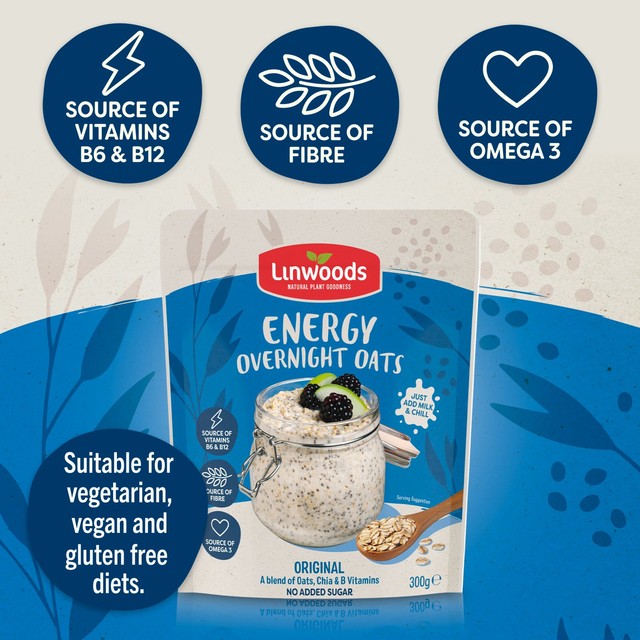Linwoods overnight oats Original Energy 300g, UK version