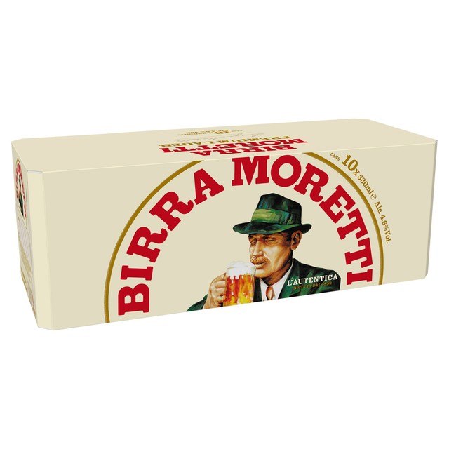 Birra Moretti lager beer 10 x 330ml cans - British product