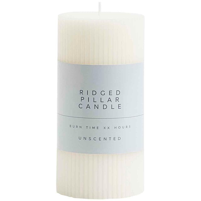 M&S ridged pillar candle white (British brand)