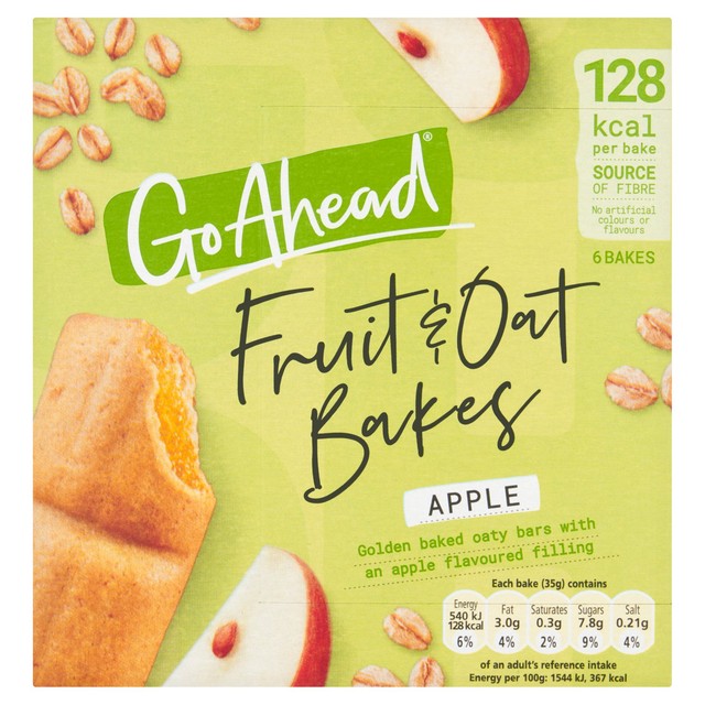 Go Ahead apple oat bakes snack bars 6 pack, UK version