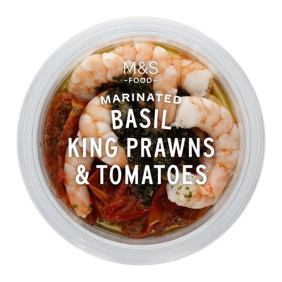 M&S marinierte Riesengarnelen mit getrockneten Tomaten & Basilikum Meeresfrüchte-Vorspeise 135g