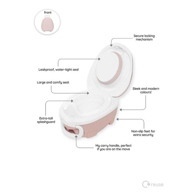 My Carry Potty Blush Pink portable potty, imported from the UK