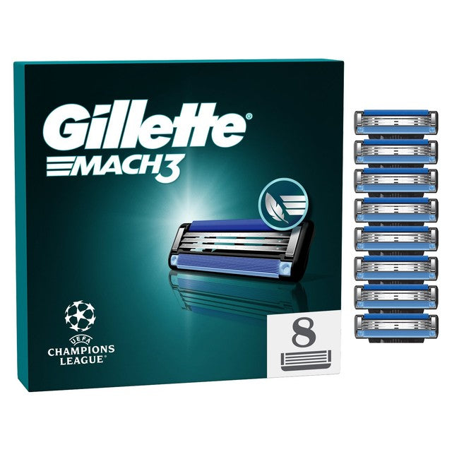 Gillette Mach 3 razor blades 8 per pack, UK version
