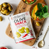 Mr Filbert's green olives with chilli and black pepper 50g, imported from the UK