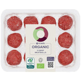 Ocado organic beef meatballs 12 pack 336g, imported from the UK