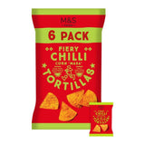 M&S Chilli Tortilla Chips Multipack 6x30g, imported from the UK