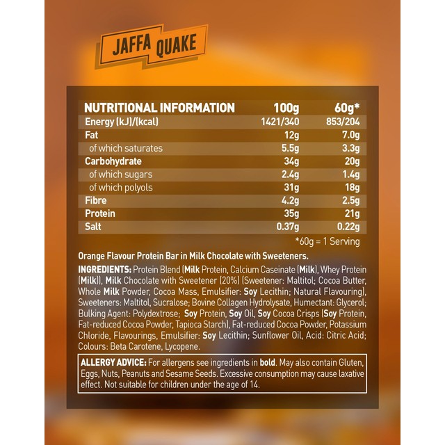 Grenade Jaffa Quake protein bar 60g, UK version