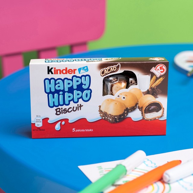 Kinder milk & cocoa cream biscuits happy hippo 103.5g, UK version