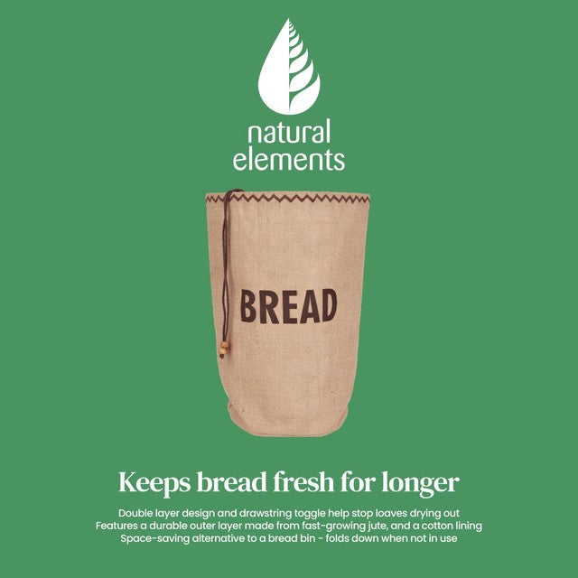 Natural Elements hessian bread bag with cotton lining, imported from the UK
