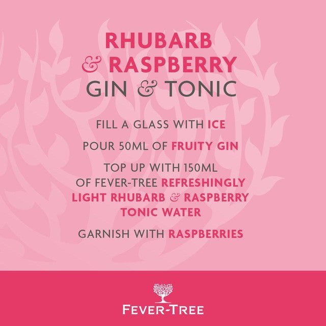 Fever-Tree light rhubarb & raspberry tonic water 8 x 150ml cans - British product