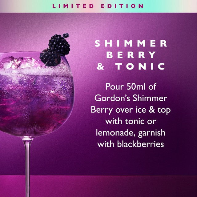 Gordon's Shimmer Berry flavoured gin liqueur 70cl bottle, UK version