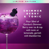Gordon's Shimmer Berry flavoured gin liqueur 70cl bottle, UK version