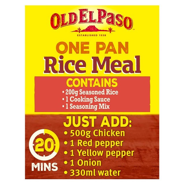 Old El Paso Chili Garlic Rice Kit 355g, imported from the UK