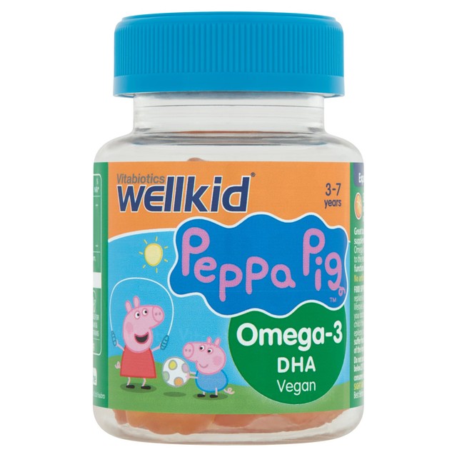 Vitabiotics WellKid orange vegan Peppa Pig Omega-3 DHA jellies 30 count (British brand)
